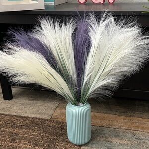 Faux Pampas Grass Arrangement in White and Purple